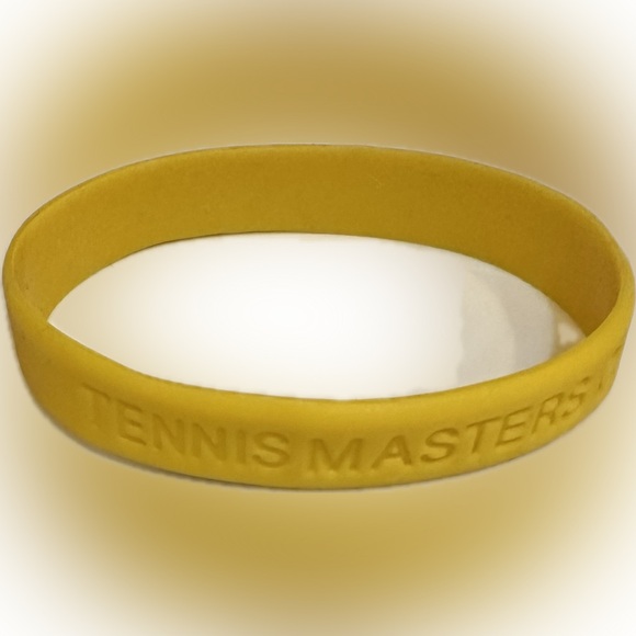 RARE TENNIS MASTERS CUP PEACE OF MIND YELLOW SILICONE BRACELET RUBBER JEWELRY - Picture 4 of 11